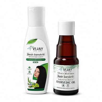 Kesh Sanskriti Ayurvedic Hair Care Combo | Medicated Herbal Shampoo 100ml + Ayurvedic Hair Oil 120ml | Reduces Hair Fall & Supports Healthy Hair Growth