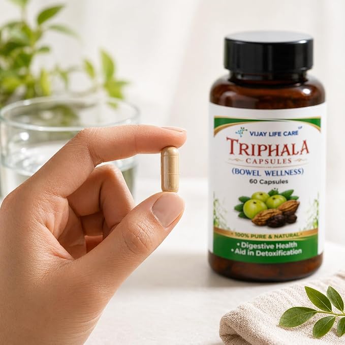 Triphala Capsules | 60 Capsules | 100% Natural Ayurvedic Herbal Supplement | Supports Digestive Health, Gut Wellness & Natural Detox
