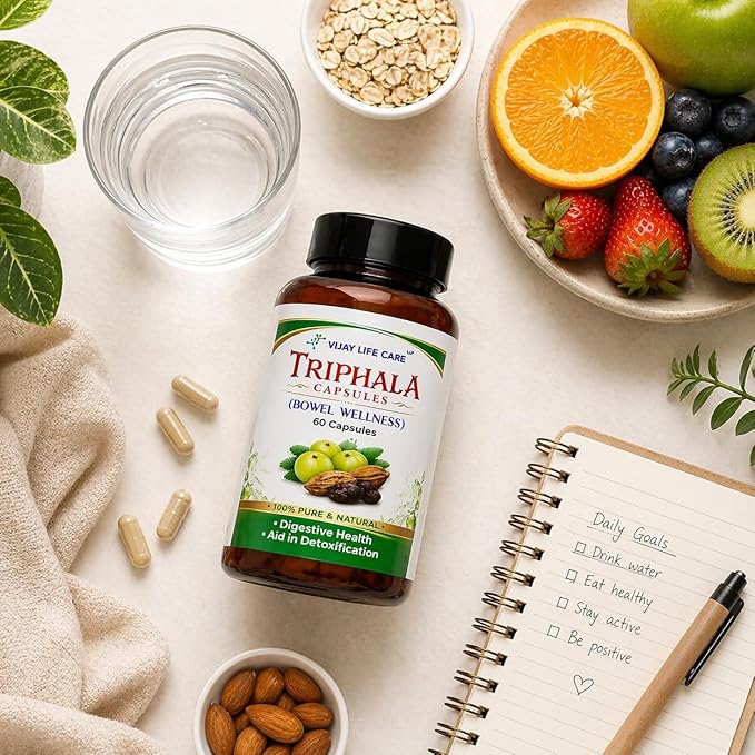 Triphala Capsules | 60 Capsules | 100% Natural Ayurvedic Herbal Supplement | Supports Digestive Health, Gut Wellness & Natural Detox