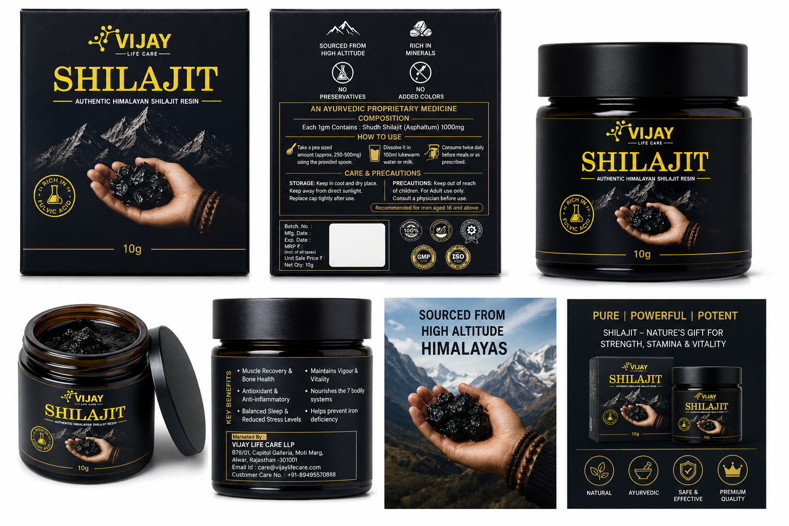 Vijay Life Care Shilajit Resin 10g | 100% Pure Himalayan Shuddh Shilajit (Asphaltum) | Rich in Fulvic Minerals | Ayurvedic Proprietary Medicine