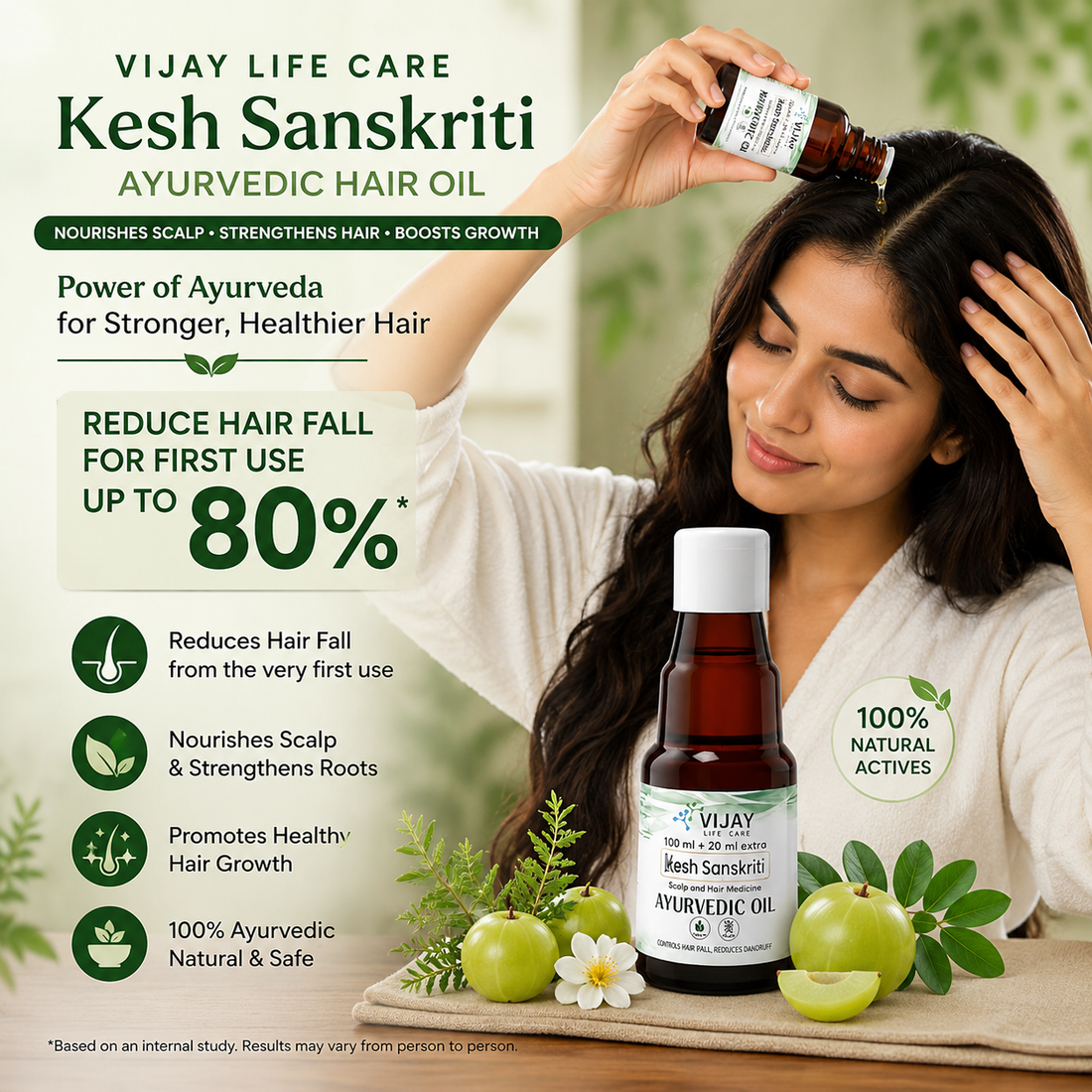 Kesh Sanskriti Ayurvedic Hair Care Combo | Medicated Herbal Shampoo 100ml + Ayurvedic Hair Oil 120ml | Reduces Hair Fall & Supports Healthy Hair Growth