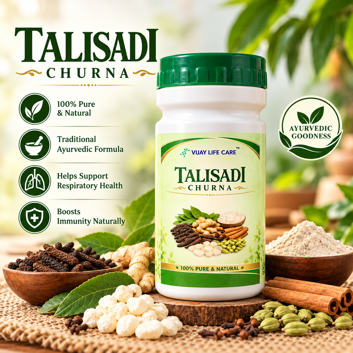 Vijay Life Care Talisadi Churna | Traditional Ayurvedic Herbal Powder | 100% Pure & Natural | 100g