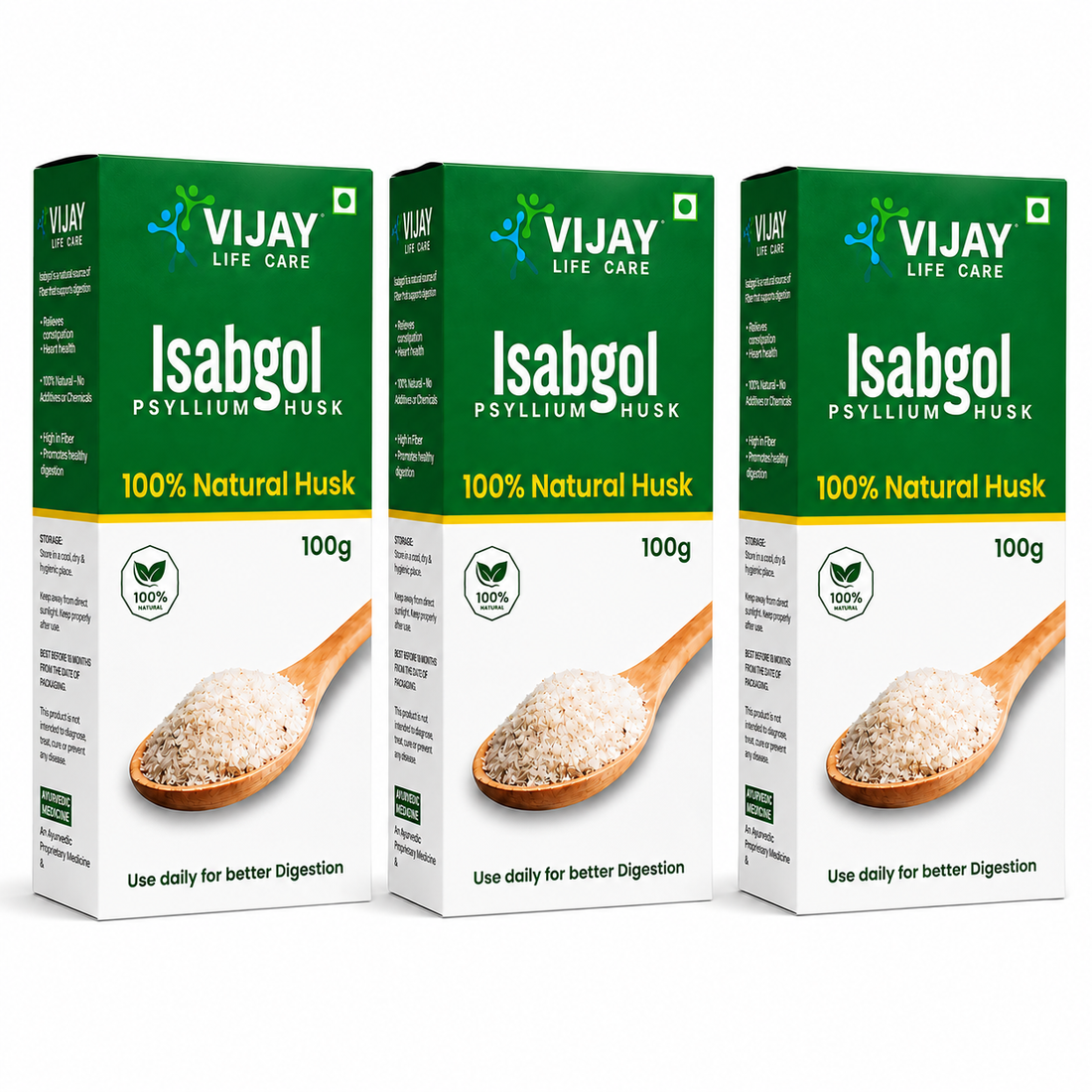 Vijay Life Care Isabgol Psyllium Husk – 100% Natural High Fiber Isabgol for Digestive Health & Constipation Relief