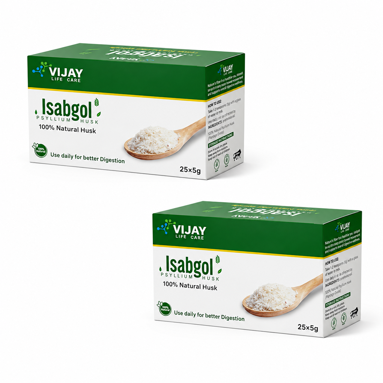 Vijay Life Care Isabgol (Psyllium Husk) – 100% Natural Fiber for Healthy Digestion | Starter, Value & Family Packs