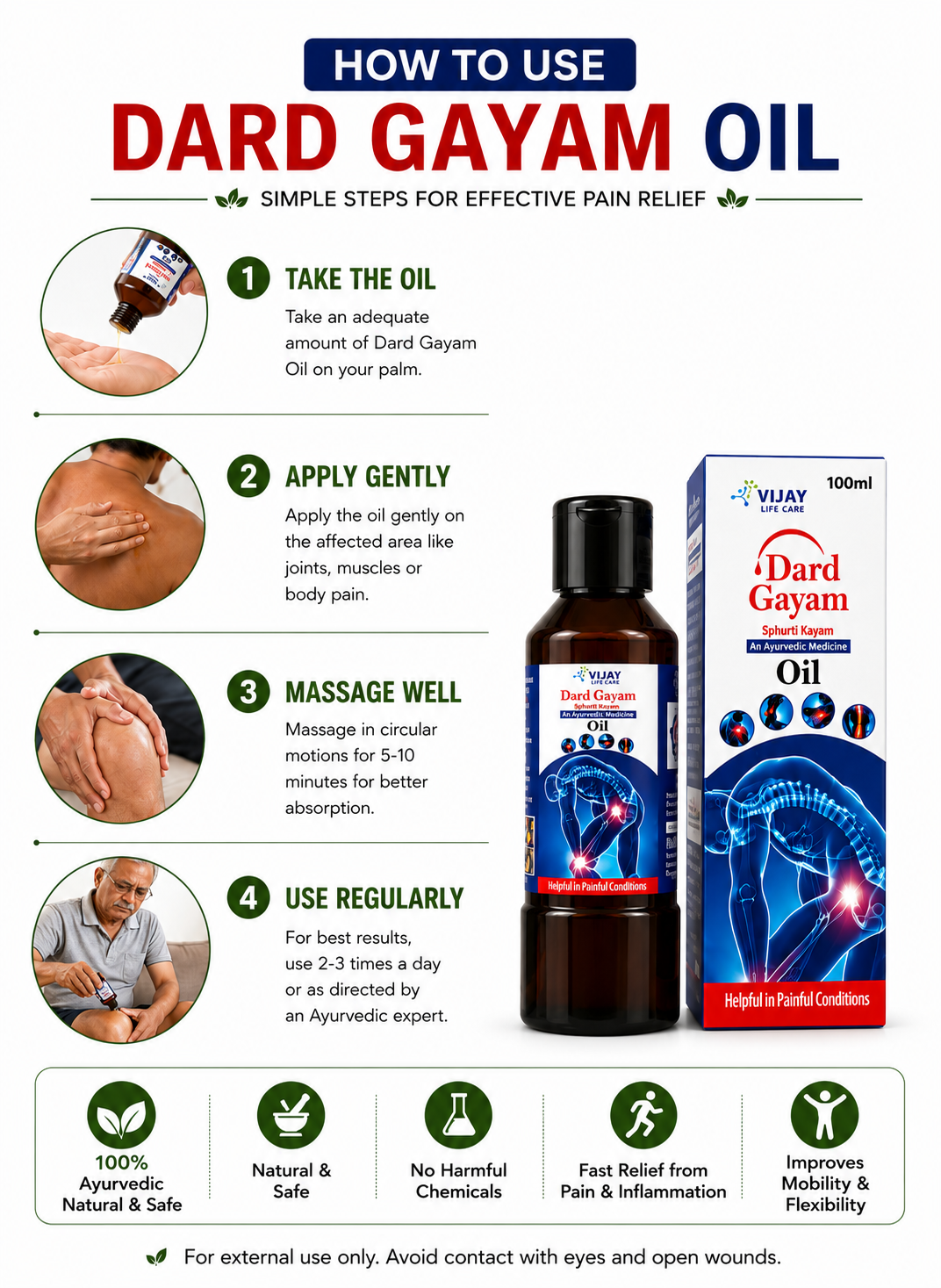 Dard Gayam Ultra Joint Care Oil – Traditional Ayurvedic Blend for Joint Comfort & Mobility Support – Natural Topical Oil (100ml)