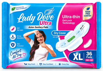 Lady Dove Ultra Anion Sanitary Pads XL – 280 mm | Ultra-Thin Dry Cover | Strong Absorption & Odor Protection | 36 Pads & 60 Pads