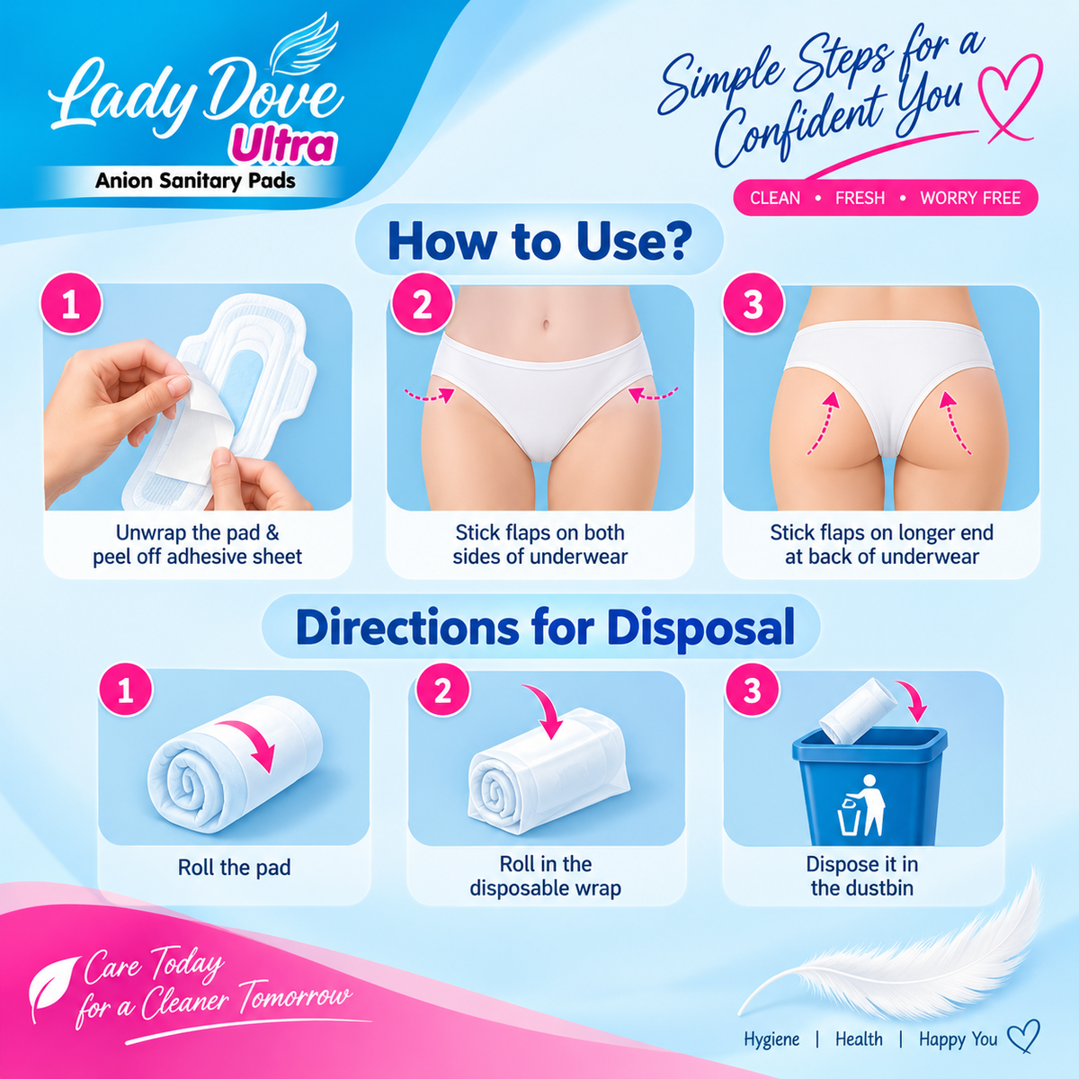 Lady Dove Ultra Anion Sanitary Pads XL – 280 mm | Ultra-Thin Dry Cover | Strong Absorption & Odor Protection | 36 Pads & 60 Pads