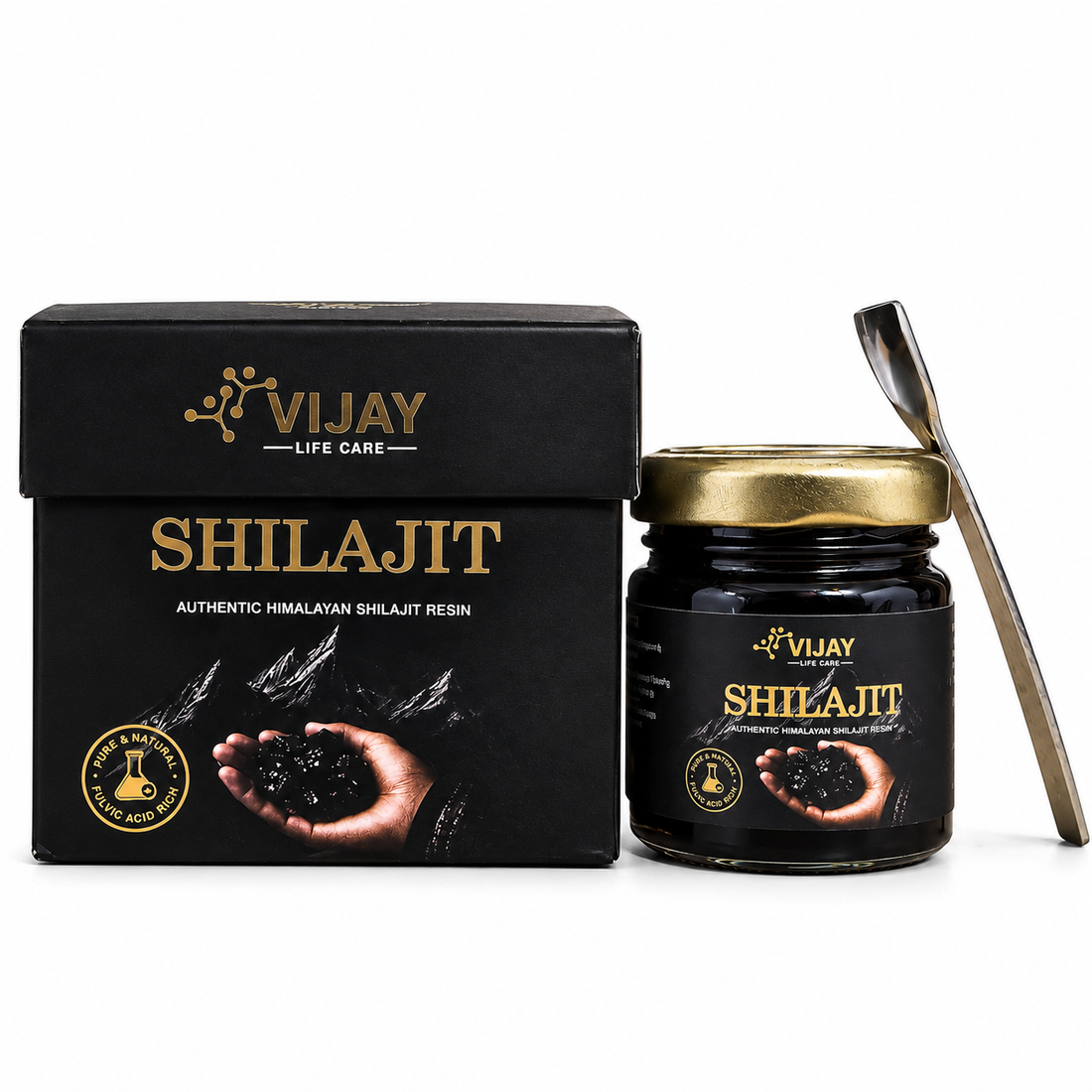 Vijay Life Care Shilajit Resin 20g | Authentic Himalayan Shilajit (Asphaltum) | 57.60% Fulvic Acid | Lab Tested | Ayurvedic Proprietary Medicine