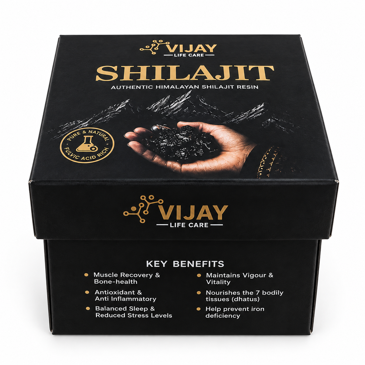 Vijay Life Care Shilajit Resin 20g with FREE High Quality Gym Shaker | Authentic Himalayan Shilajit (Asphaltum) | Fulvic Acid | Lab Tested | Ayurvedic Proprietary Medicine