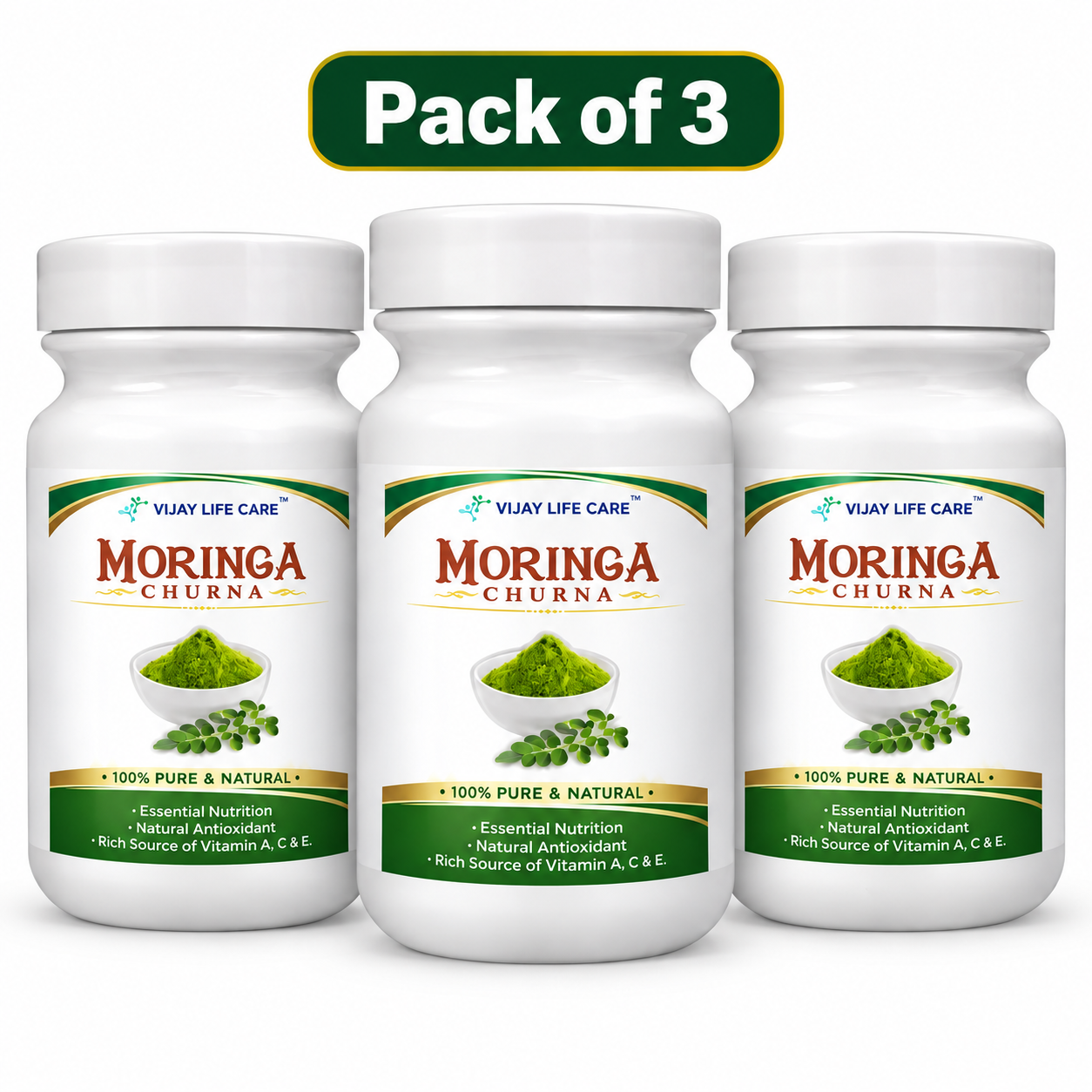 Vijay Life Care Moringa Churna Powder 100gm – 100% Pure & Natural, Rich in Vitamins A, C & E | Pack of 2, 3 & 4