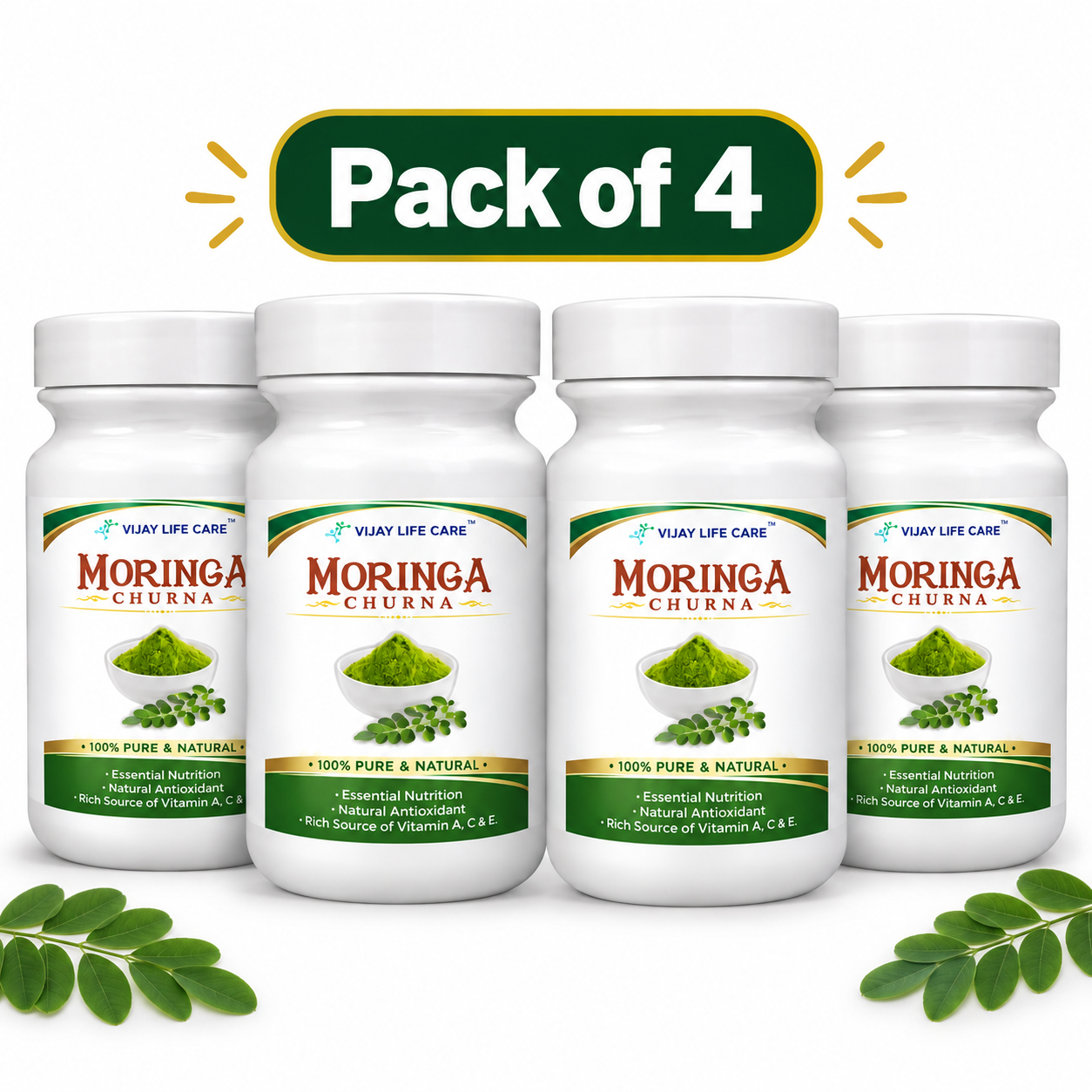 Vijay Life Care Moringa Churna Powder 100gm – 100% Pure & Natural, Rich in Vitamins A, C & E | Pack of 2, 3 & 4