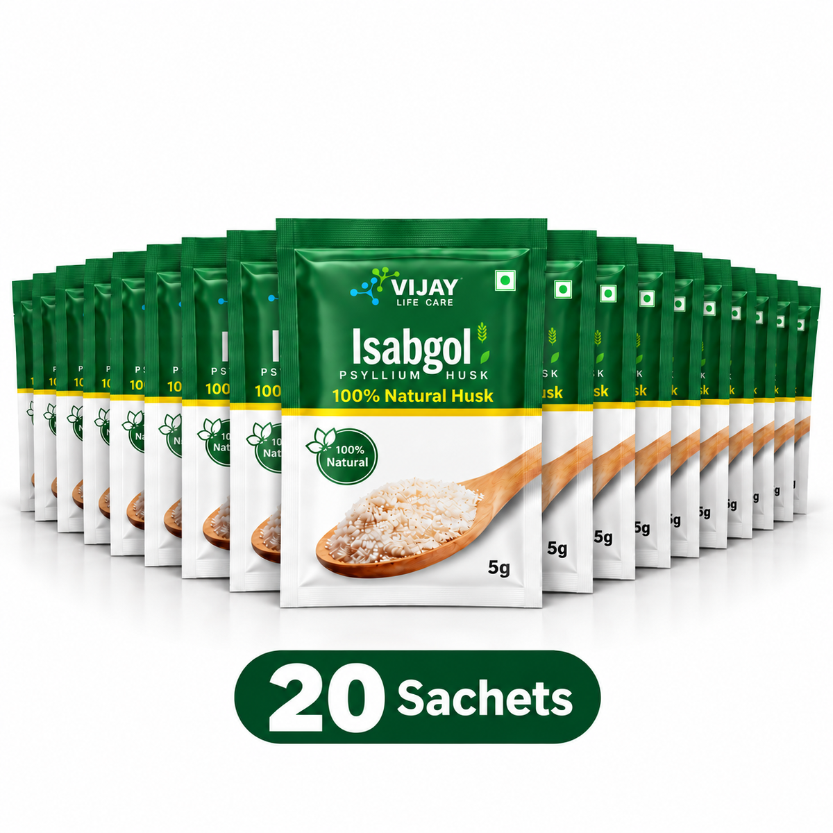 Vijay Life Care Isabgol 5g Sachets 100% Natural Fiber for Healthy Digestion | Starter, Value & Family Packs