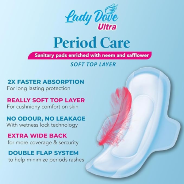 Lady Dove Santiary Pads for Women XL 280 mm, Pack of 8 | Premium Cotton Sanitary Napkins | Anion Technology for Odor Control & Anti-Bacterial Protection | Strong Absorption, 48 Pads