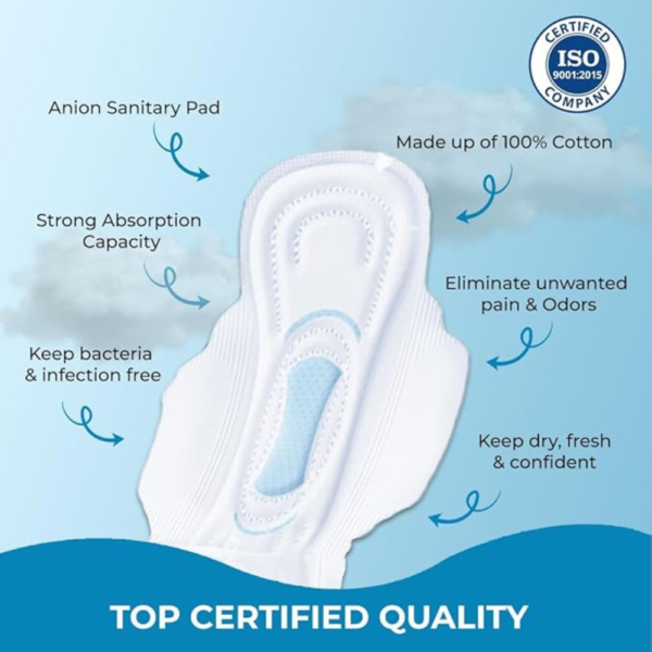 Lady Dove Santiary Pads for Women XL 280 mm, Pack of 8 | Premium Cotton Sanitary Napkins | Anion Technology for Odor Control & Anti-Bacterial Protection | Strong Absorption, 48 Pads